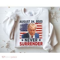 Trump Mug Shot Donald Trump Mug Shot Never Surrender America Flag Sweatshirt thumb 2