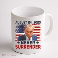Trump Mug Shot Donald Trump Mug Shot Never Surrender America Flag Coffee Mug thumb 1