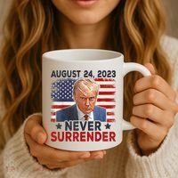 Trump Mug Shot Donald Trump Mug Shot Never Surrender America Flag Coffee Mug thumb 3