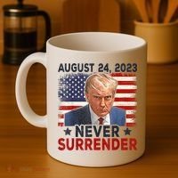 Trump Mug Shot Donald Trump Mug Shot Never Surrender America Flag Coffee Mug thumb 4