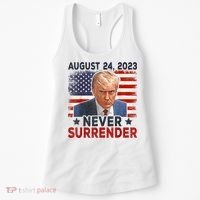 Trump Mug Shot Donald Trump Mug Shot Never Surrender America Flag Women's Tank Top thumb 0