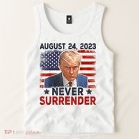 Trump Mug Shot Donald Trump Mug Shot Never Surrender America Flag Tank Top thumb 2