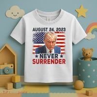 Trump Mug Shot Donald Trump Mug Shot Never Surrender America Flag Toddler T-Shirt thumb 3