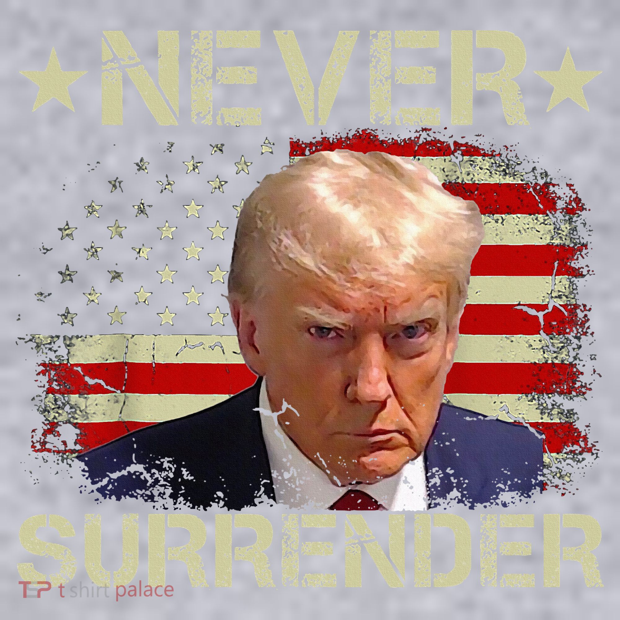 Trump Mug Shot Never Surrender Pro Trump American Flag Women's Sweatshirt