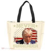 Trump Mug Shot Never Surrender Pro Trump American Flag Tote Bag thumb 0