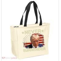 Trump Mug Shot Never Surrender Pro Trump American Flag Tote Bag thumb 2