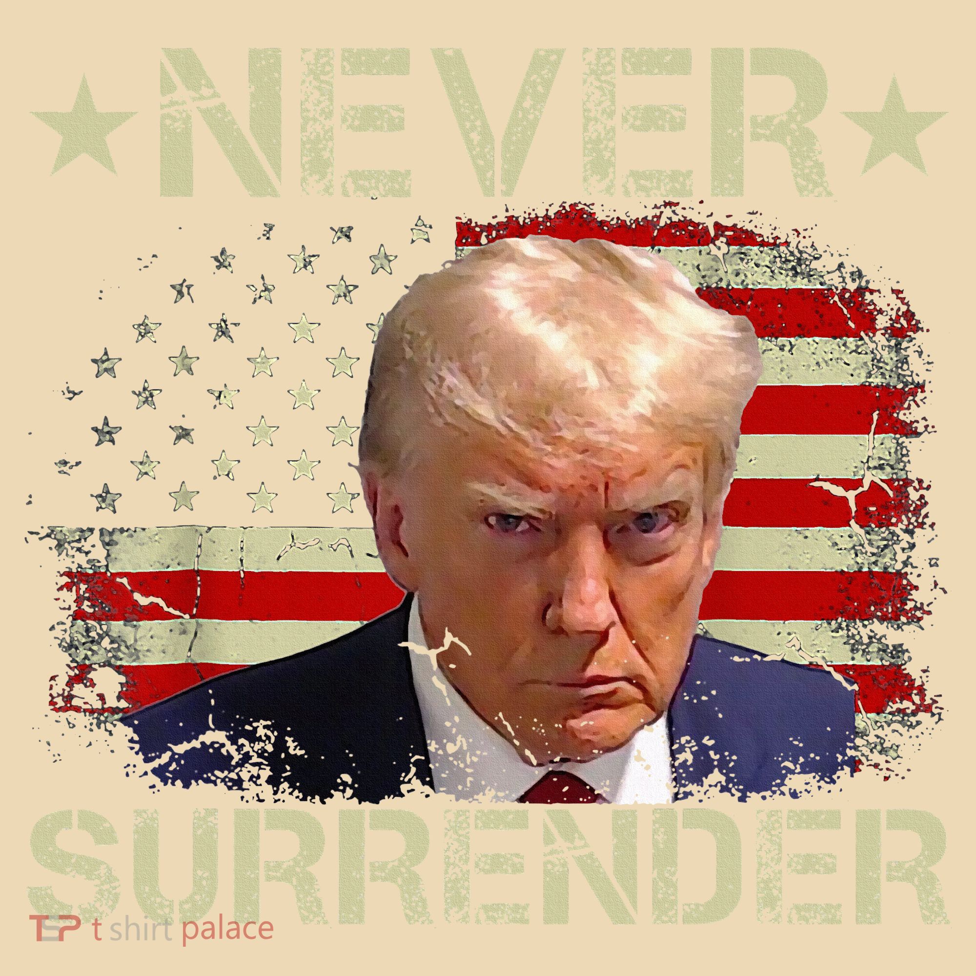 Trump Mug Shot Never Surrender Pro Trump American Flag Tote Bag