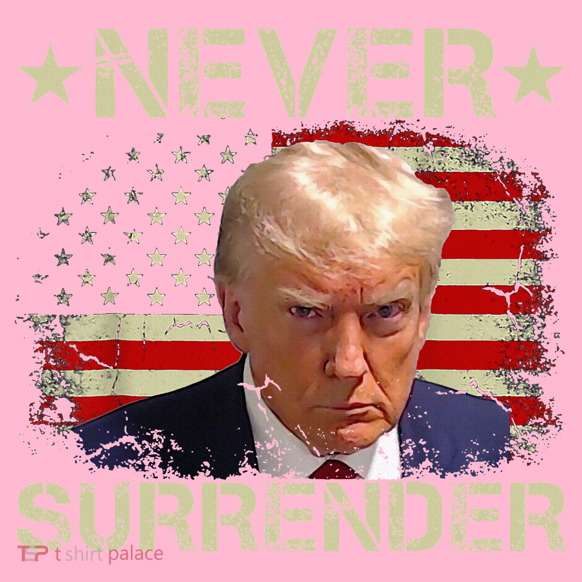 Trump Mug Shot Never Surrender Pro Trump American Flag Coaster