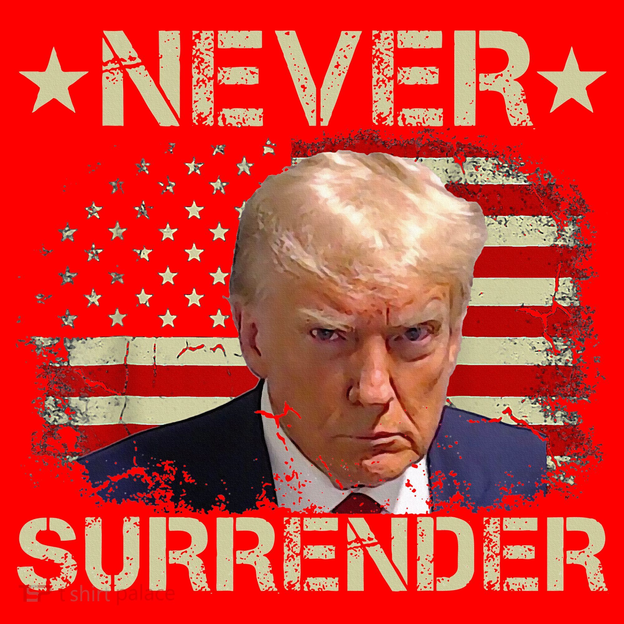 Trump Mug Shot Never Surrender Pro Trump American Flag Santa Hat