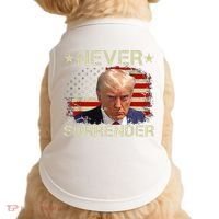 Trump Mug Shot Never Surrender Pro Trump American Flag Doggie Tank thumb 0