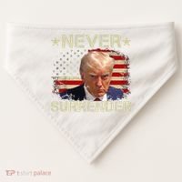 Trump Mug Shot Never Surrender Pro Trump American Flag USA-Made Doggie Bandana thumb 0