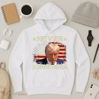 Trump Mug Shot Never Surrender Pro Trump American Flag Hoodie thumb 3