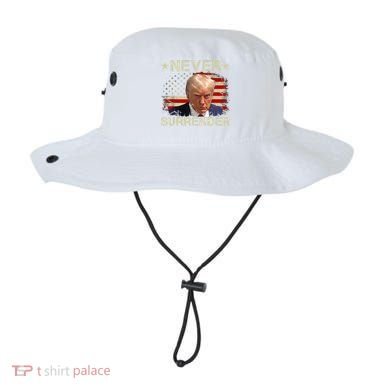 Trump Mug Shot Never Surrender Pro Trump American Flag Bucket Hat