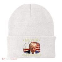Trump Mug Shot Never Surrender Pro Trump American Flag Beanie thumb 0
