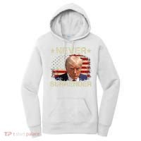 Trump Mug Shot Never Surrender Pro Trump American Flag Women's Hoodie thumb 0
