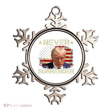 Trump Mug Shot Never Surrender Pro Trump American Flag Ornament