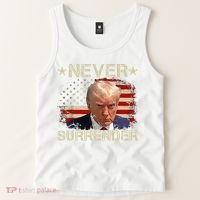 Trump Mug Shot Never Surrender Pro Trump American Flag Tank Top thumb 2