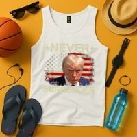 Trump Mug Shot Never Surrender Pro Trump American Flag Tank Top thumb 4