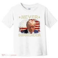 Trump Mug Shot Never Surrender Pro Trump American Flag Toddler T-Shirt thumb 0