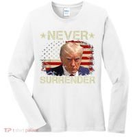 Trump Mug Shot Never Surrender Pro Trump American Flag Women's Long Sleeve Shirt thumb 0