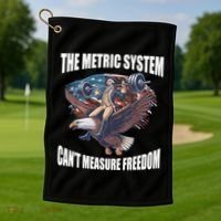 The Metric System Cant Measure Freedom Funny 4th Of July Golf Towel thumb 1