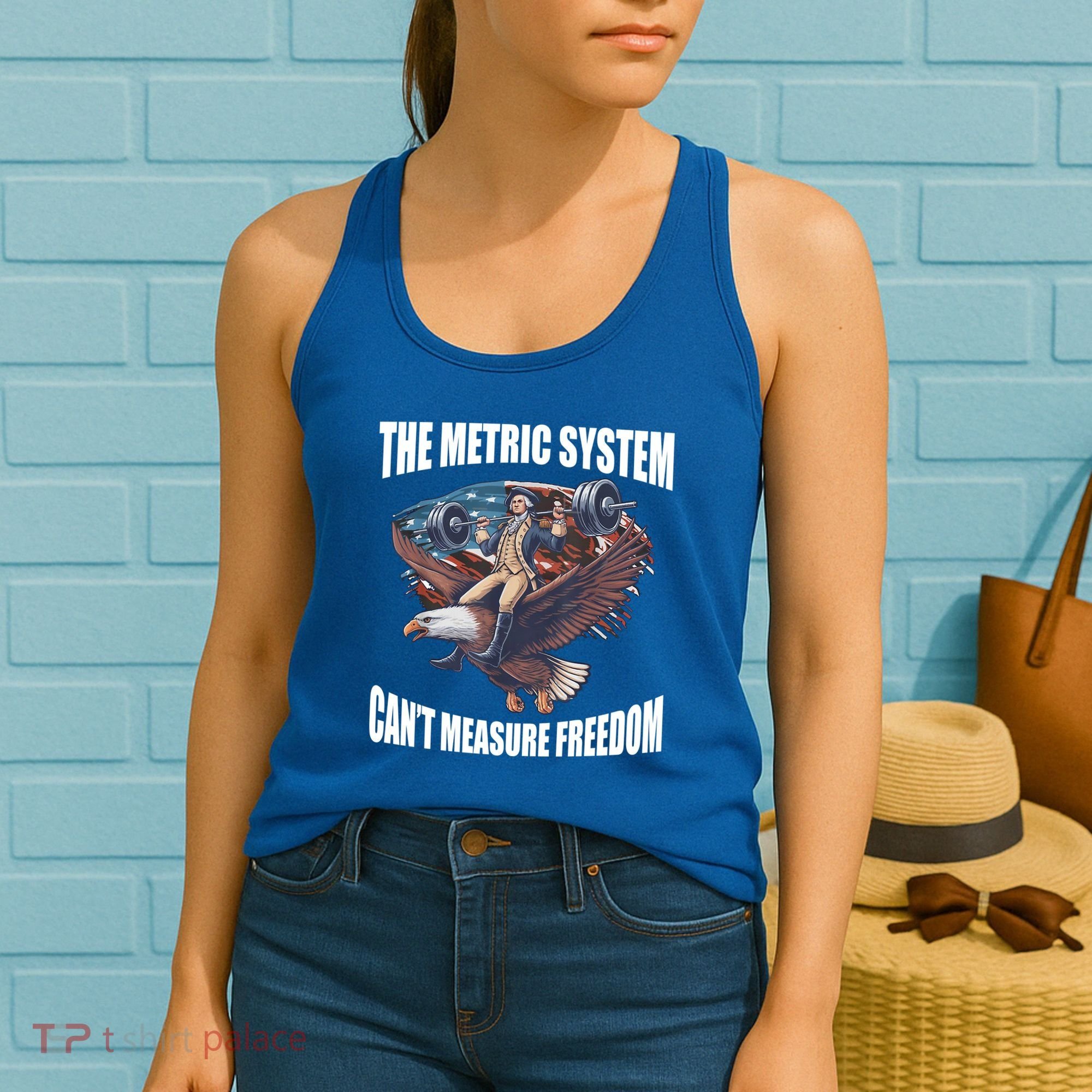 The Metric System Cant Measure Freedom Funny 4th Of July Women's Tank Top