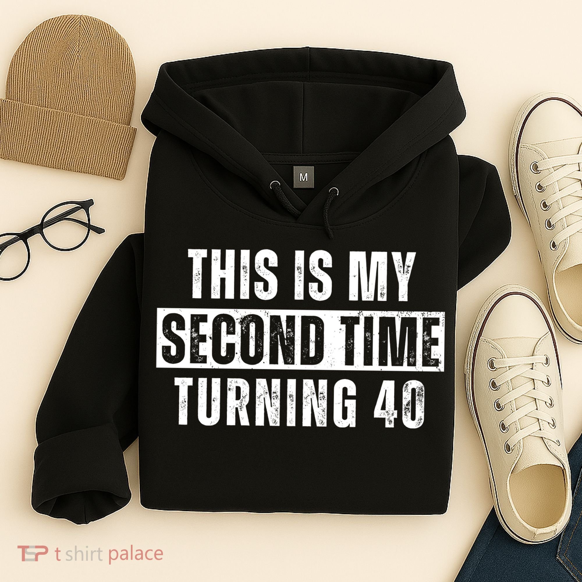 This My Second Time Turning 40 Funny 80th Birthday Old Gift Hoodie