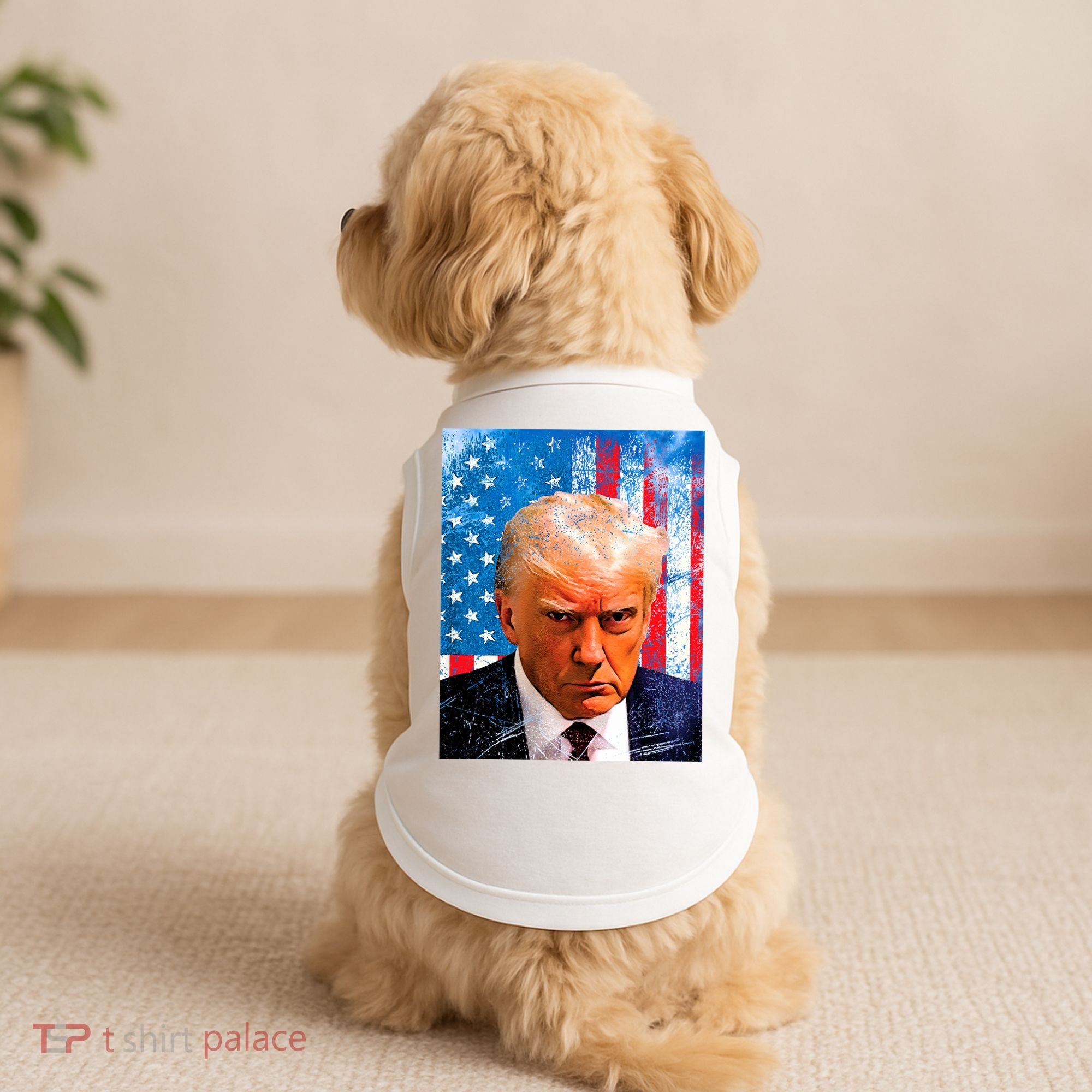 Trump Mug Shot Patriotic Jumbo Size Doggie Tank