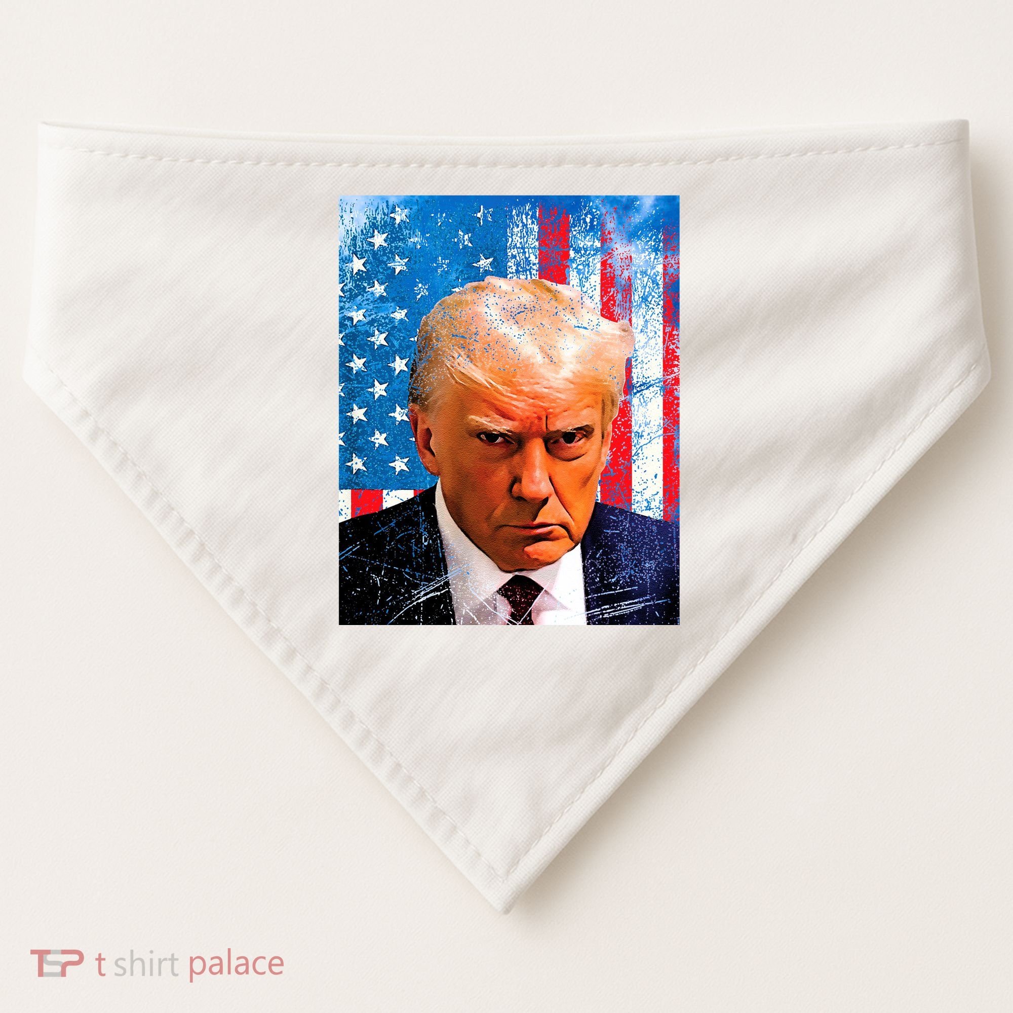 Trump Mug Shot Patriotic Jumbo Size USA-Made Doggie Bandana