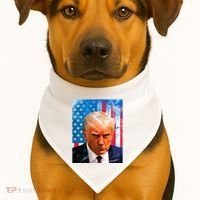 Trump Mug Shot Patriotic Jumbo Size USA-Made Doggie Bandana thumb 1