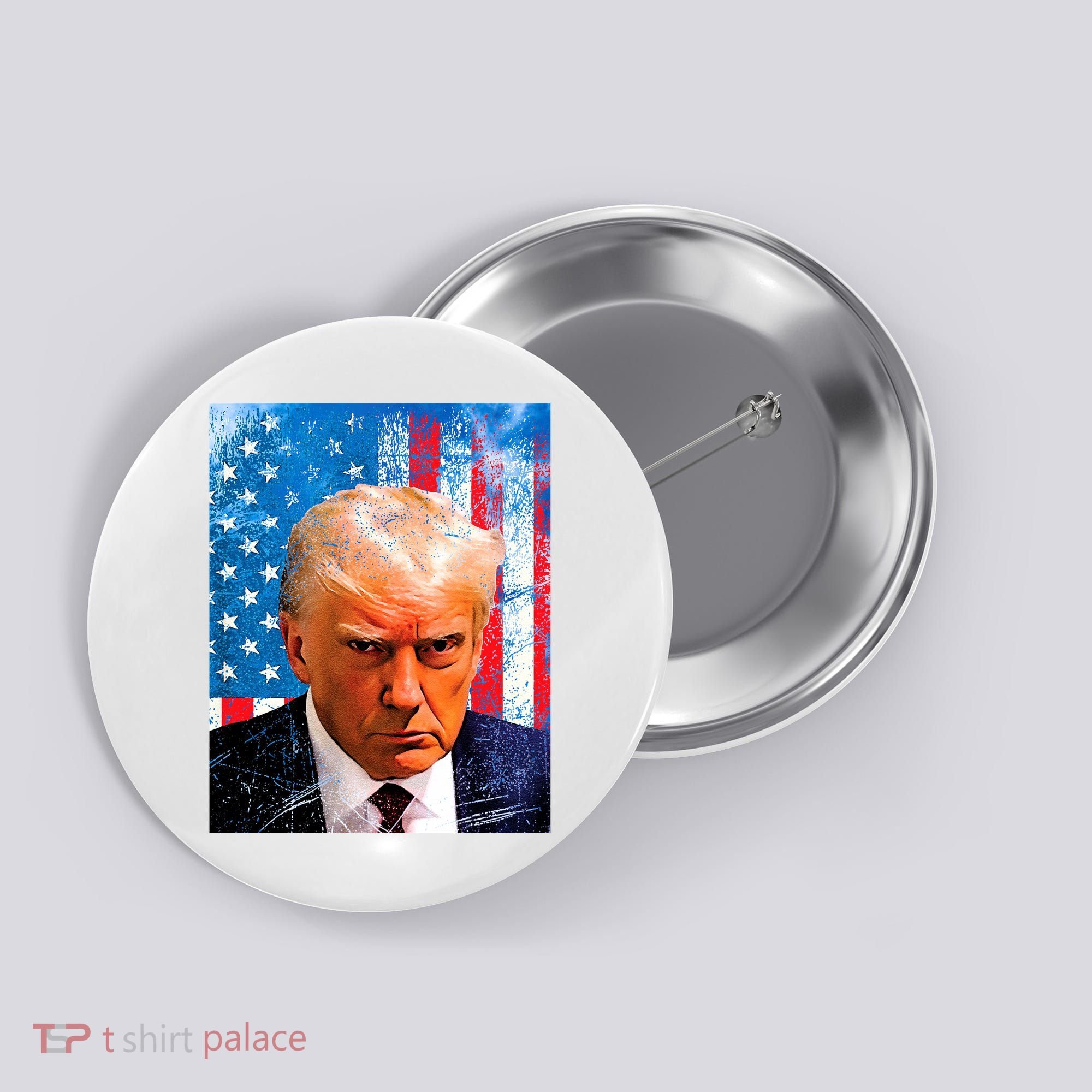 Trump Mug Shot Patriotic Jumbo Size Button