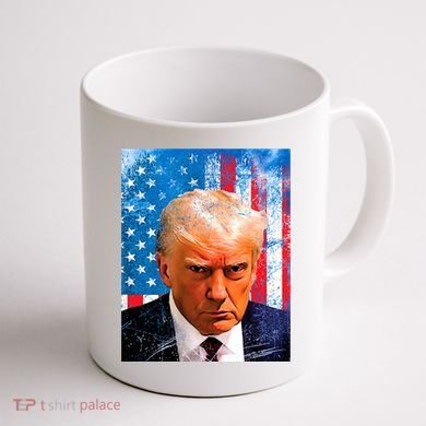 Trump Mug Shot Patriotic Jumbo Size Coffee Mug back