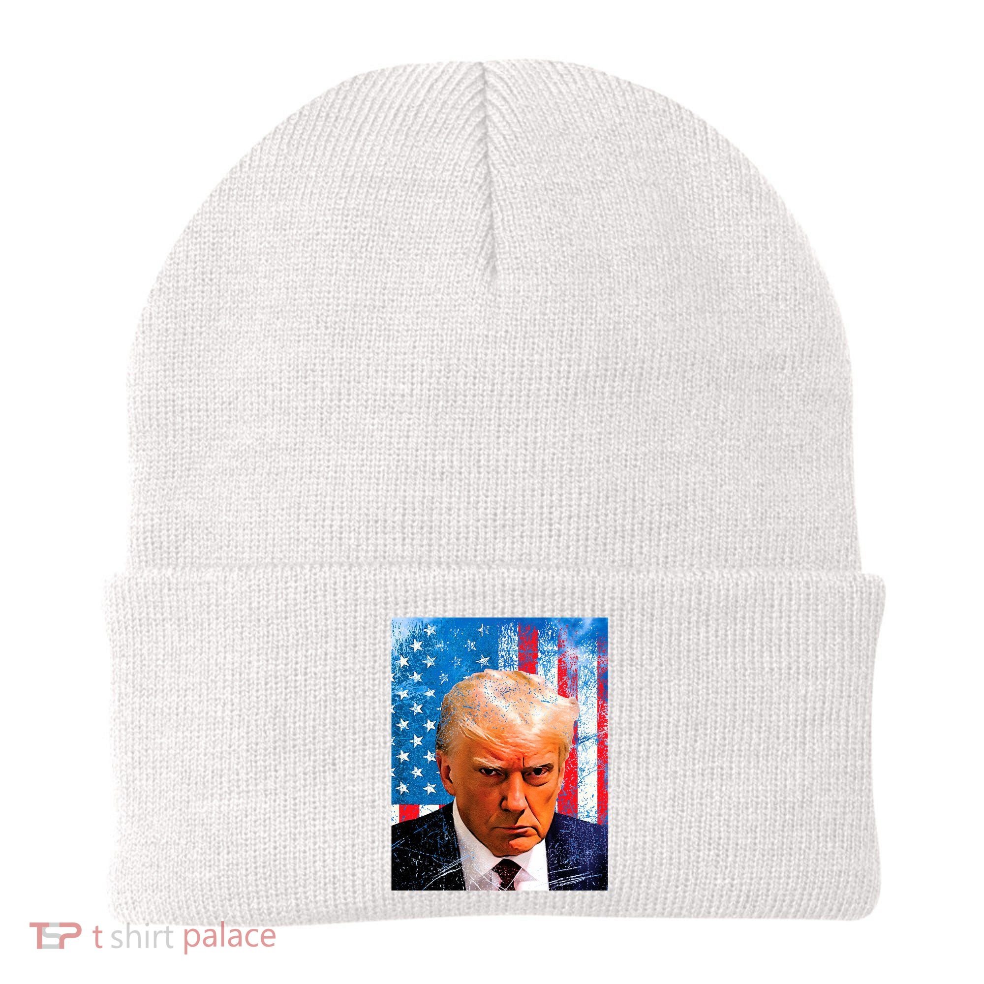 Trump Mug Shot Patriotic Jumbo Size Beanie