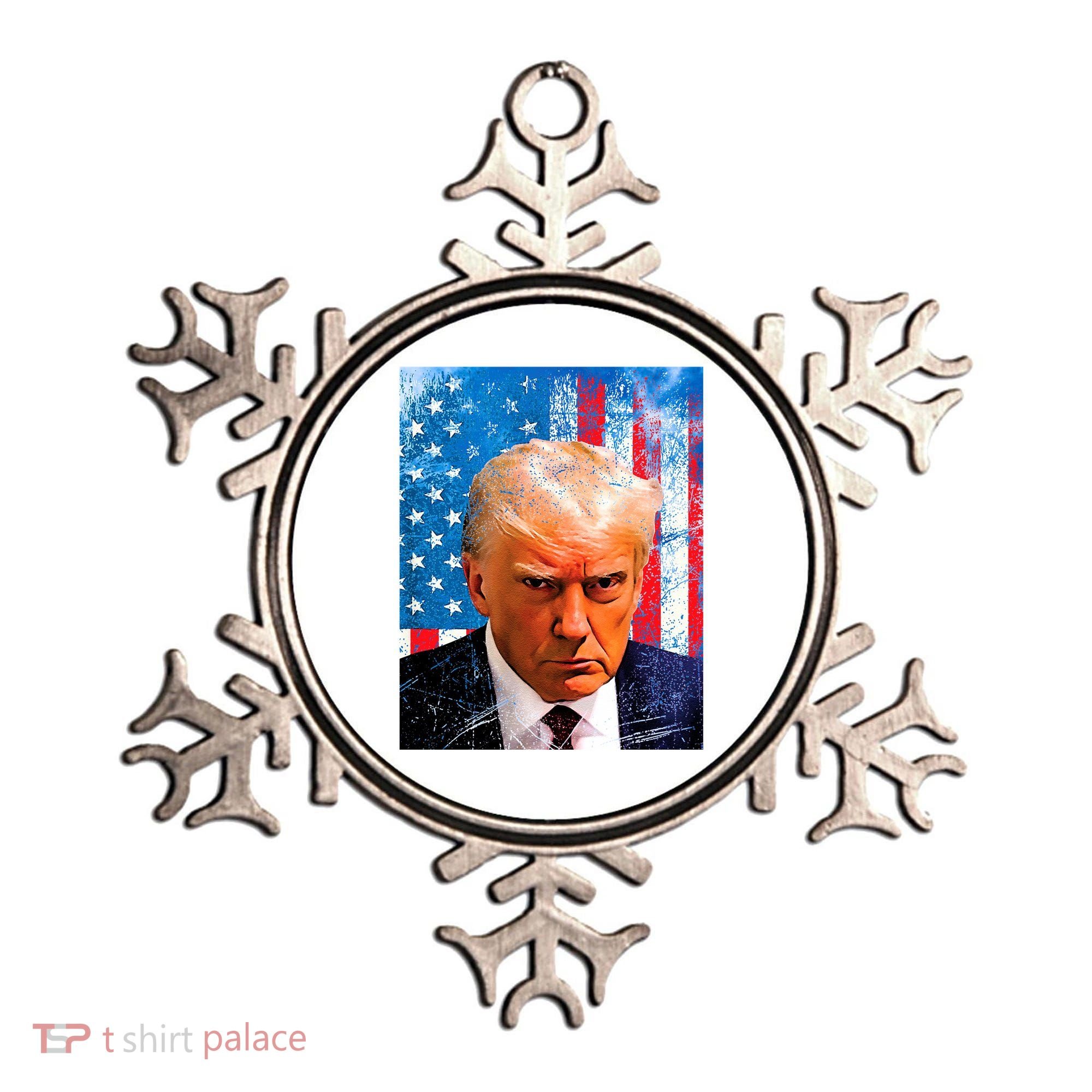 Trump Mug Shot Patriotic Jumbo Size Ornament