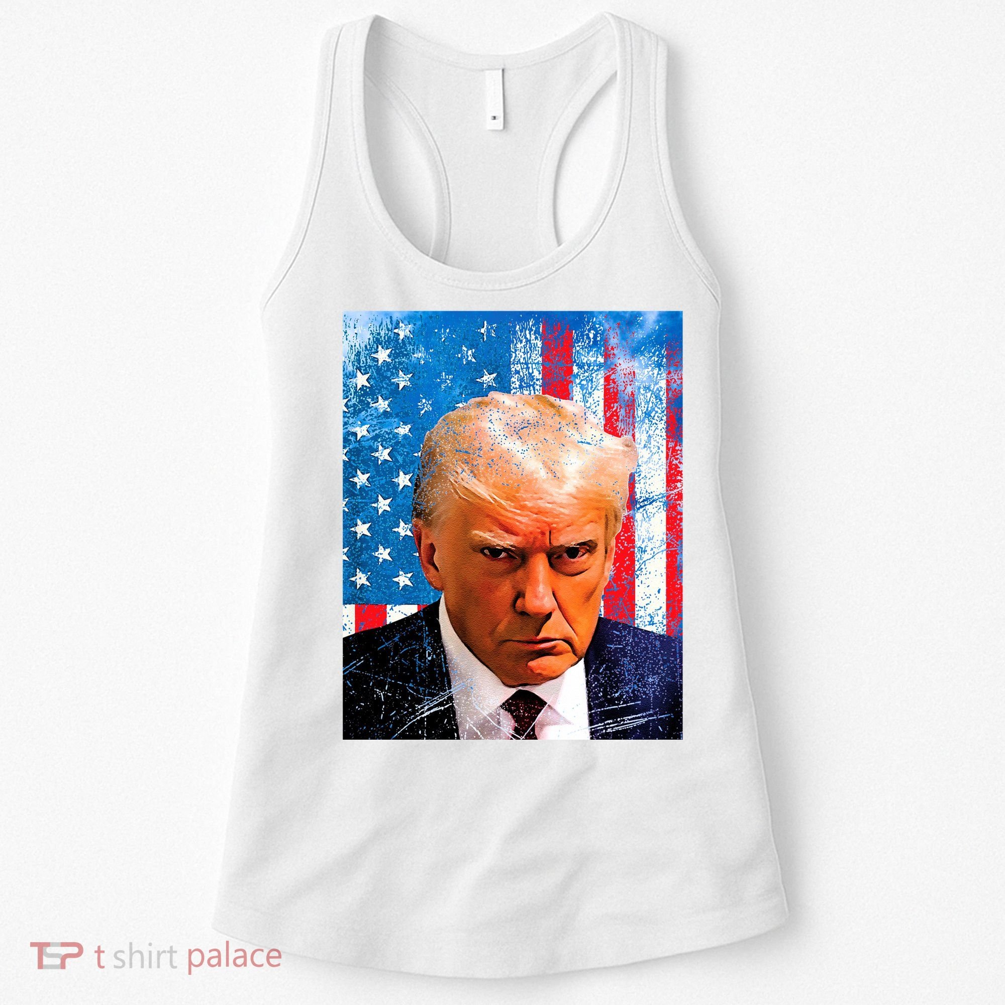 Trump Mug Shot Patriotic Jumbo Size Women's Tank Top