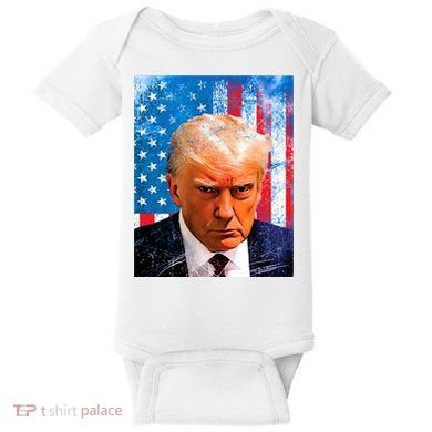 Trump Mug Shot Patriotic Jumbo Size Baby Bodysuit