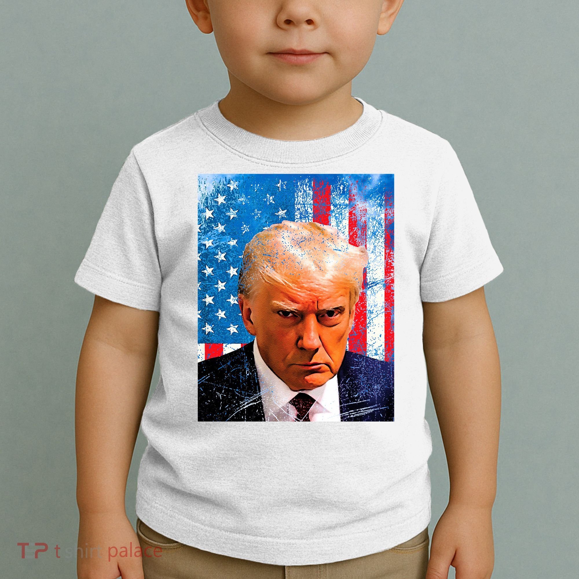 Trump Mug Shot Patriotic Jumbo Size Toddler T-Shirt