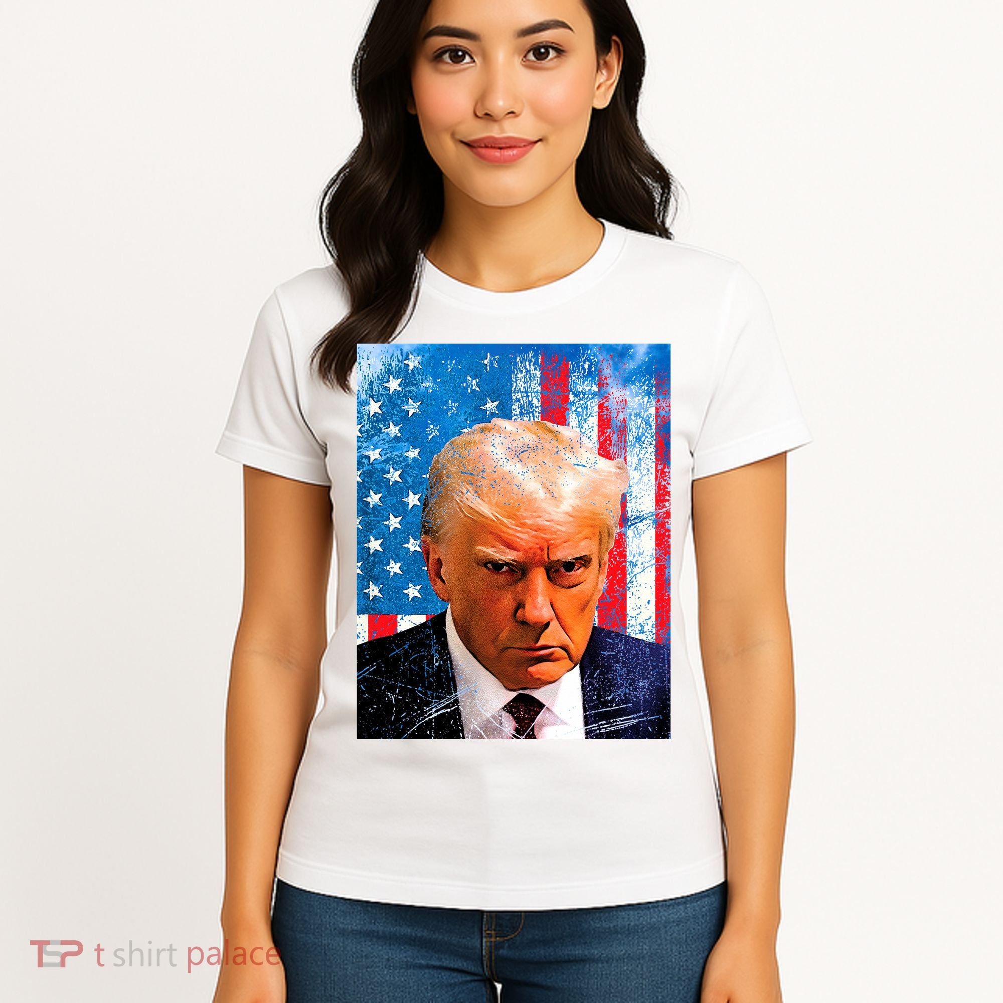 Trump Mug Shot Patriotic Jumbo Size Women's T-Shirt