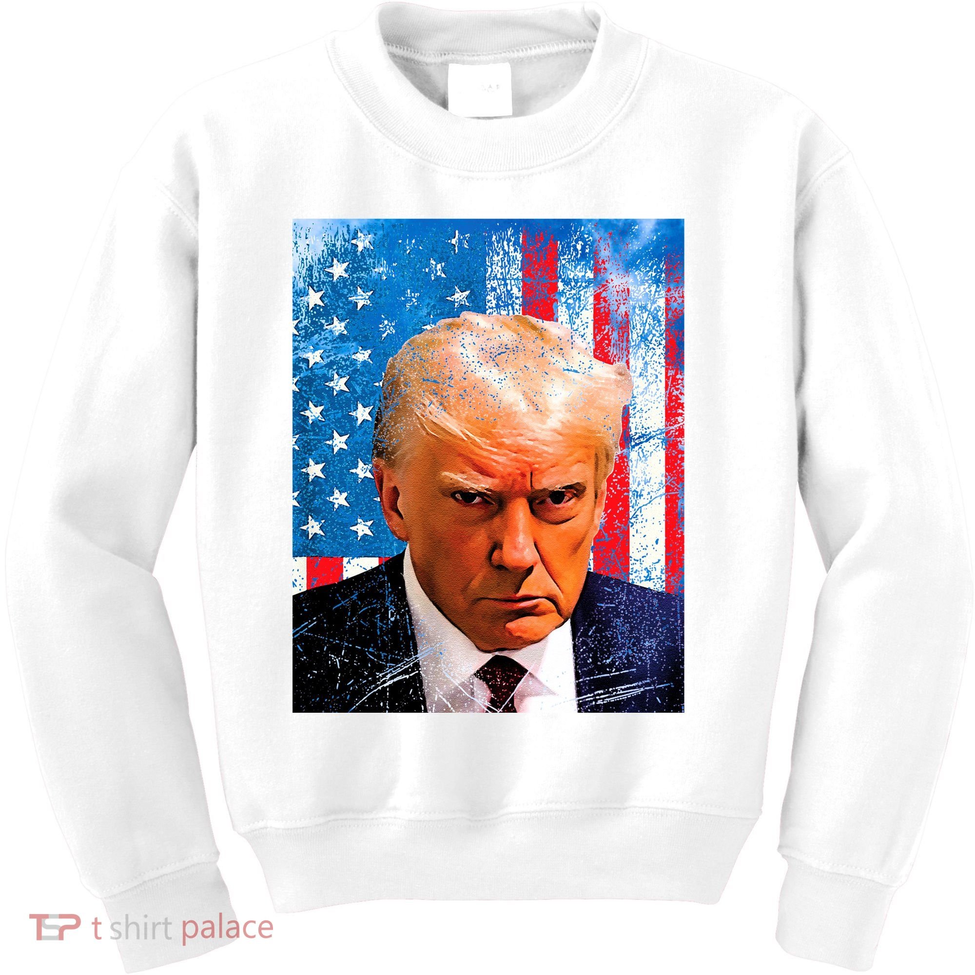 Trump Mug Shot Patriotic Jumbo Size Kids Sweatshirt
