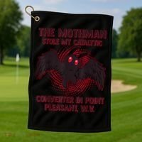 The Mothman Stole My Catalytic Converter In Point Golf Towel thumb 1