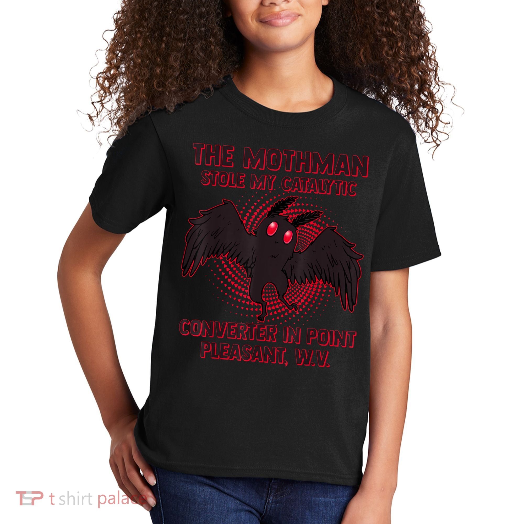 The Mothman Stole My Catalytic Converter In Point Kids T-Shirt