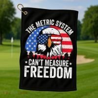 The Metric System CanT Measure Freedom Eagle 4th Of July Golf Towel thumb 1
