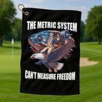The Metric System CanT Measure Freedom Funny 4th Of July Golf Towel thumb 1