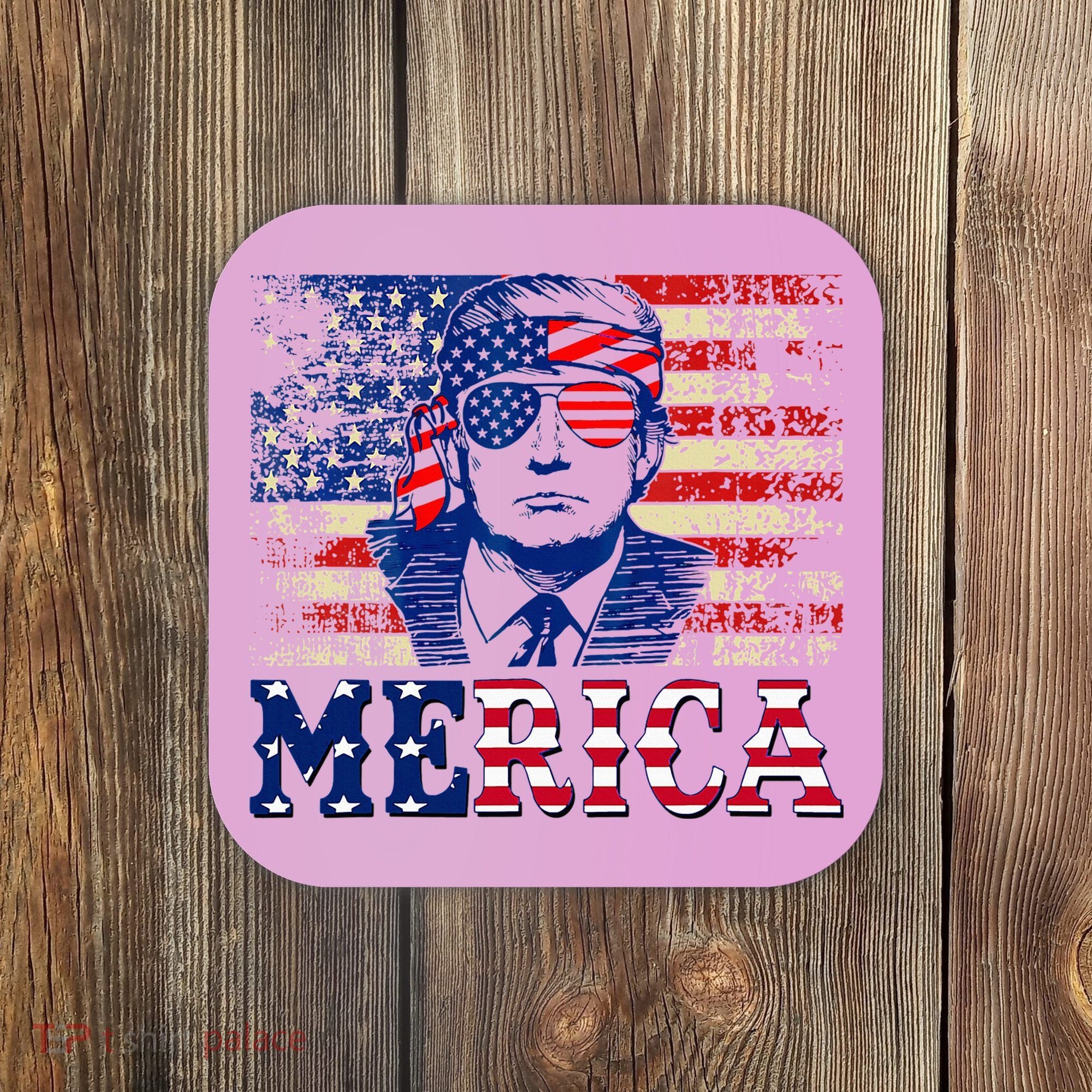 Trump Merica Shirts Fourth 4th Of July Trump American Flag Coaster