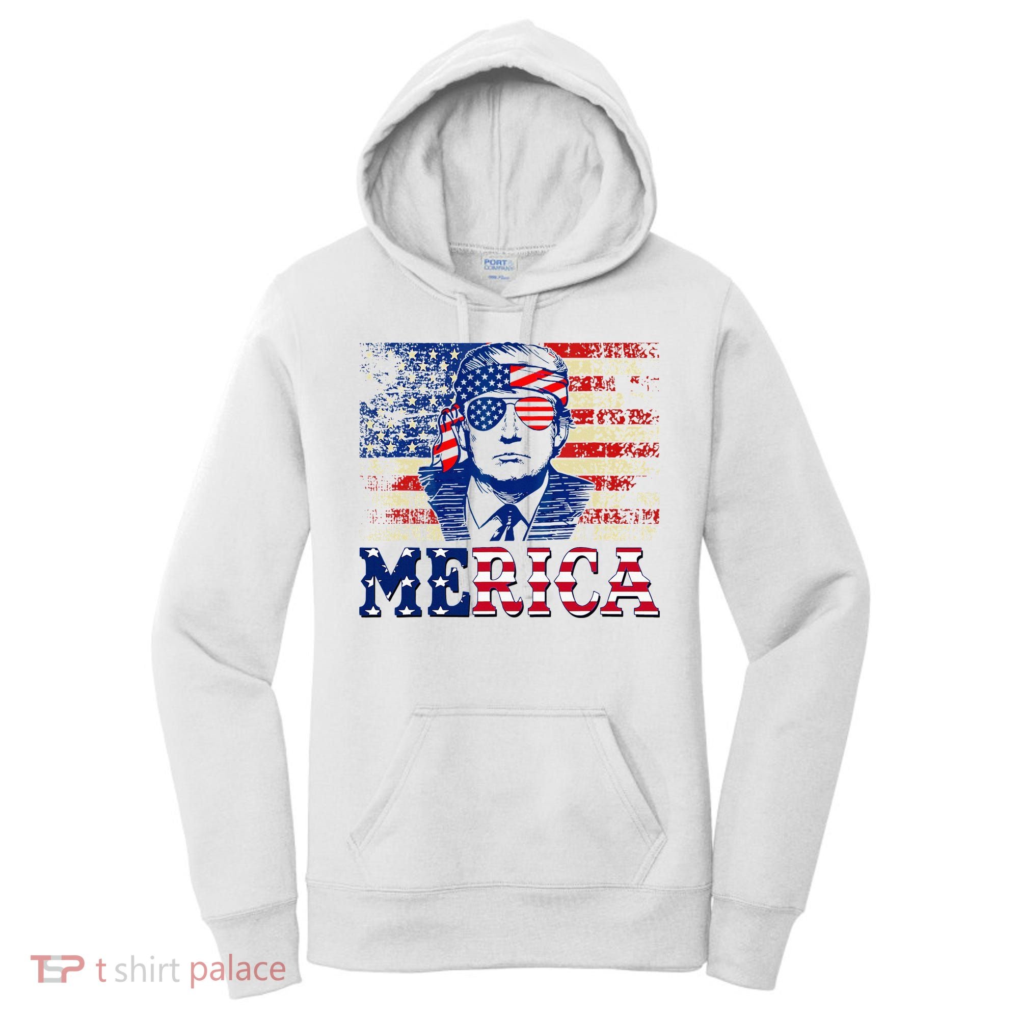 Trump Merica Shirts Fourth 4th Of July Trump American Flag Women's Hoodie