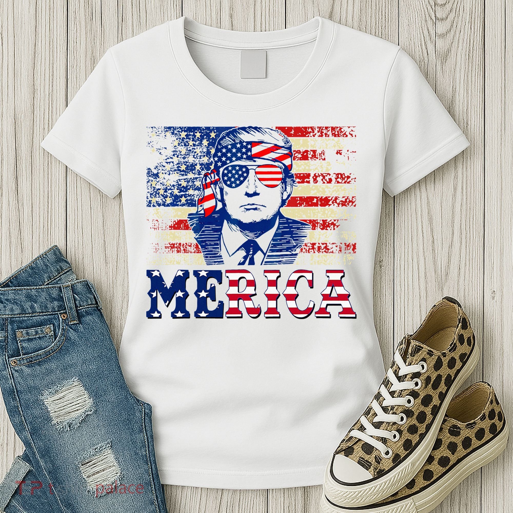 Trump Merica Shirts Fourth 4th Of July Trump American Flag Women's T-Shirt