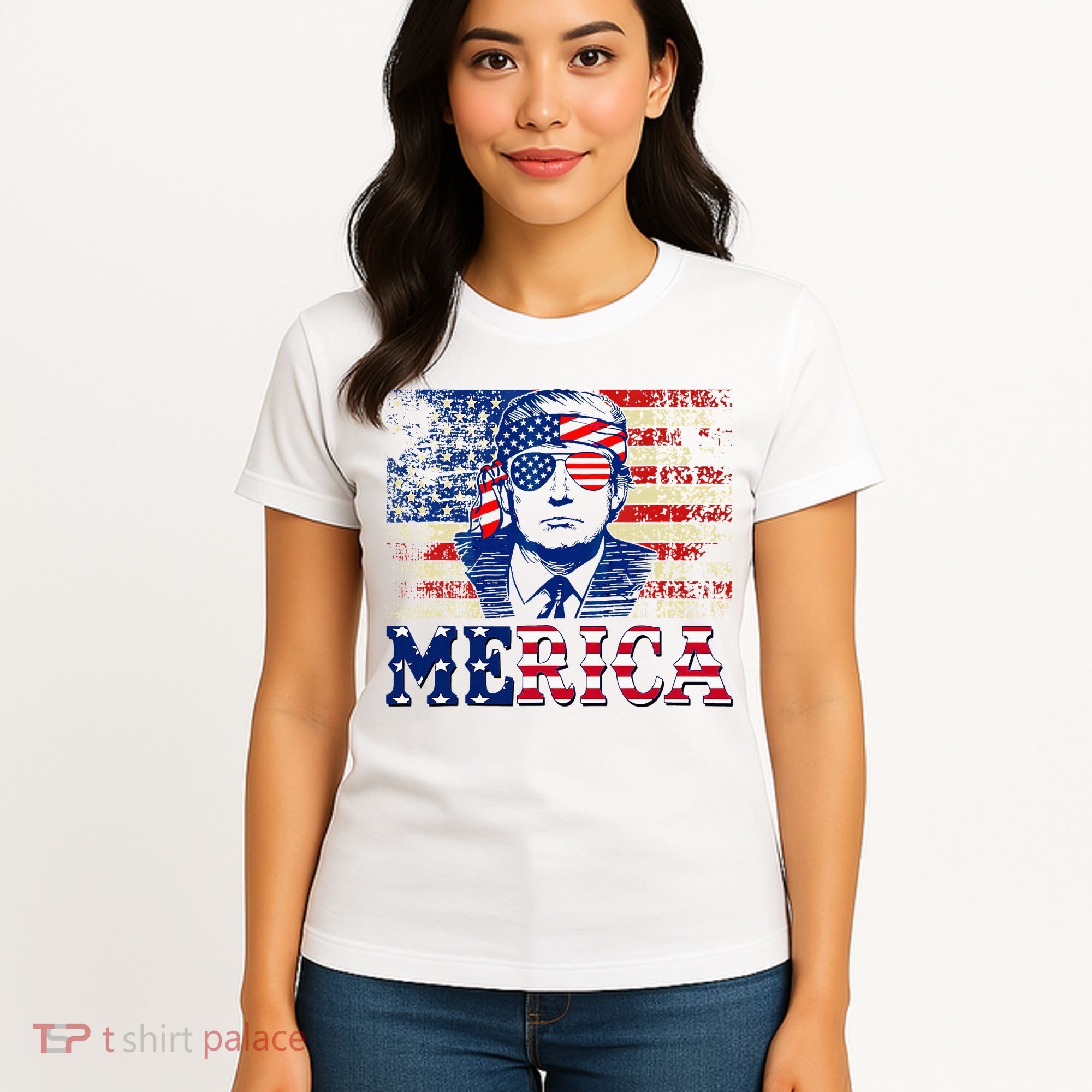 Trump Merica Shirts Fourth 4th Of July Trump American Flag Women's T-Shirt