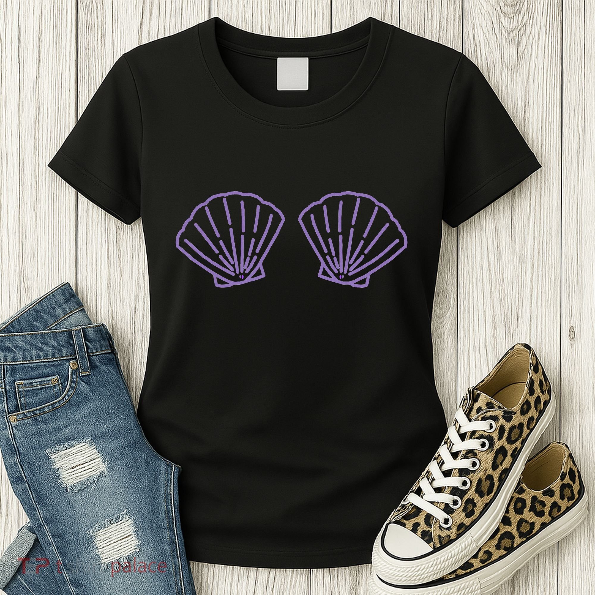 Two Mermaid Shell Bra Mermaid Bra Bikini Costume Women's T-Shirt