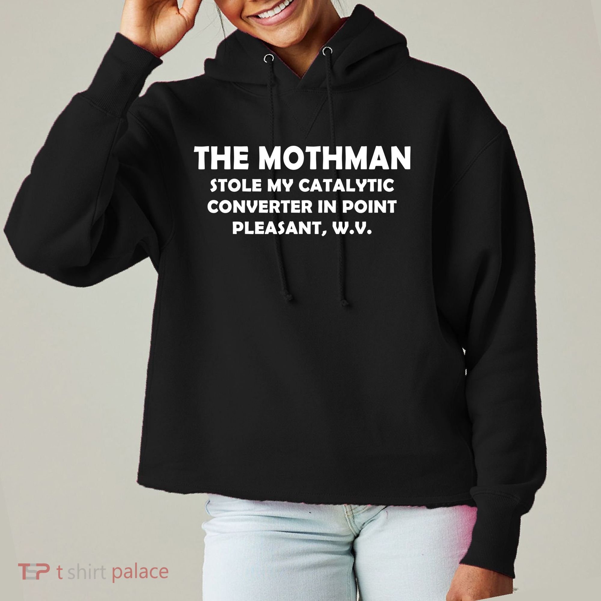 The Mothman Stole My Catalytic Converter Ladies Heavyweight Boxy Pullover Hoodie