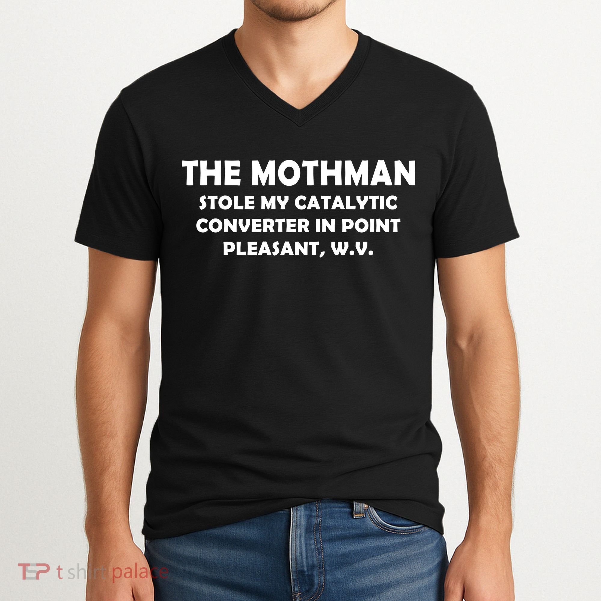 The Mothman Stole My Catalytic Converter V-Neck T-Shirt